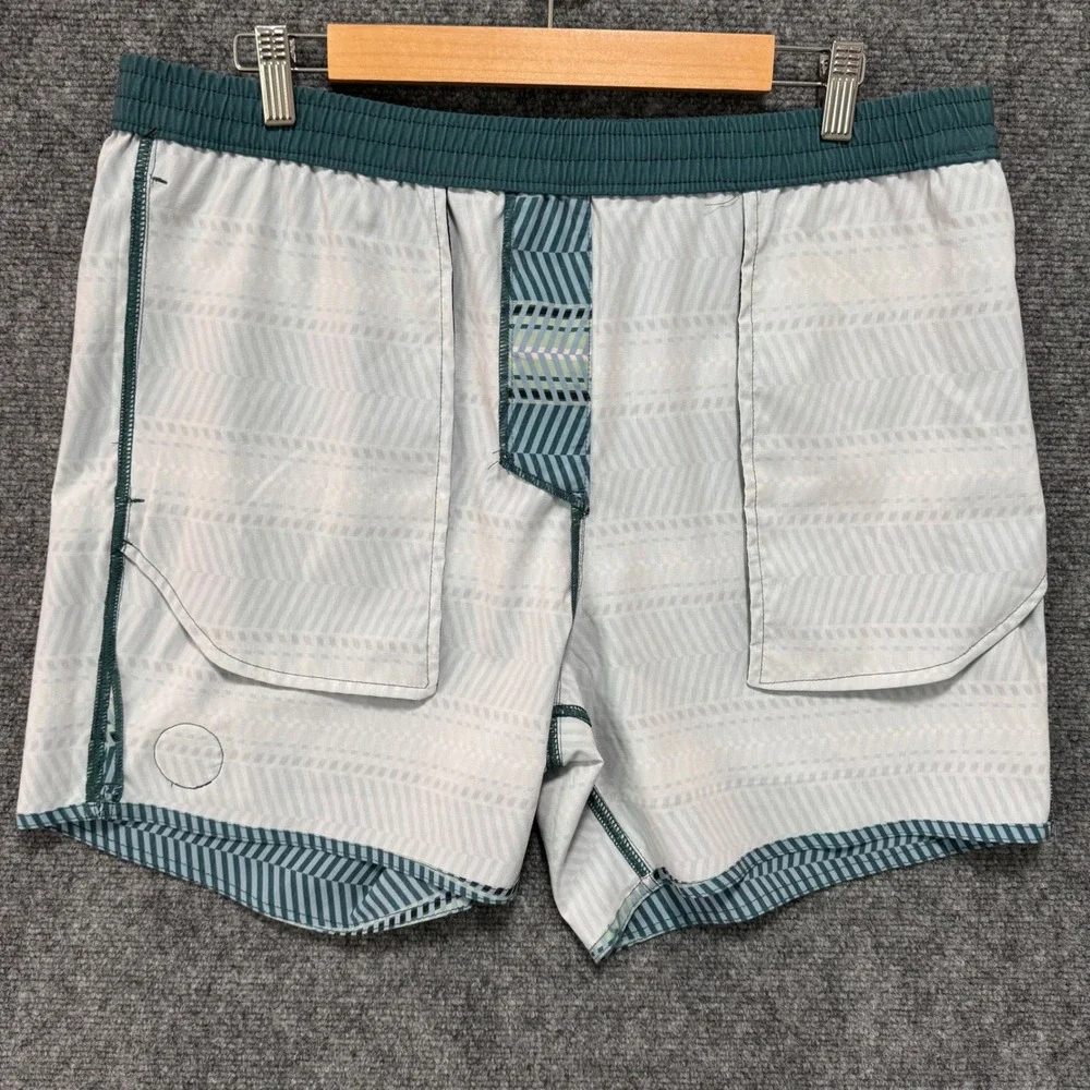 ROARK Mens XL Board Shorts Swim Trunks‎ Hemp Blend Geometric Print Drawstring